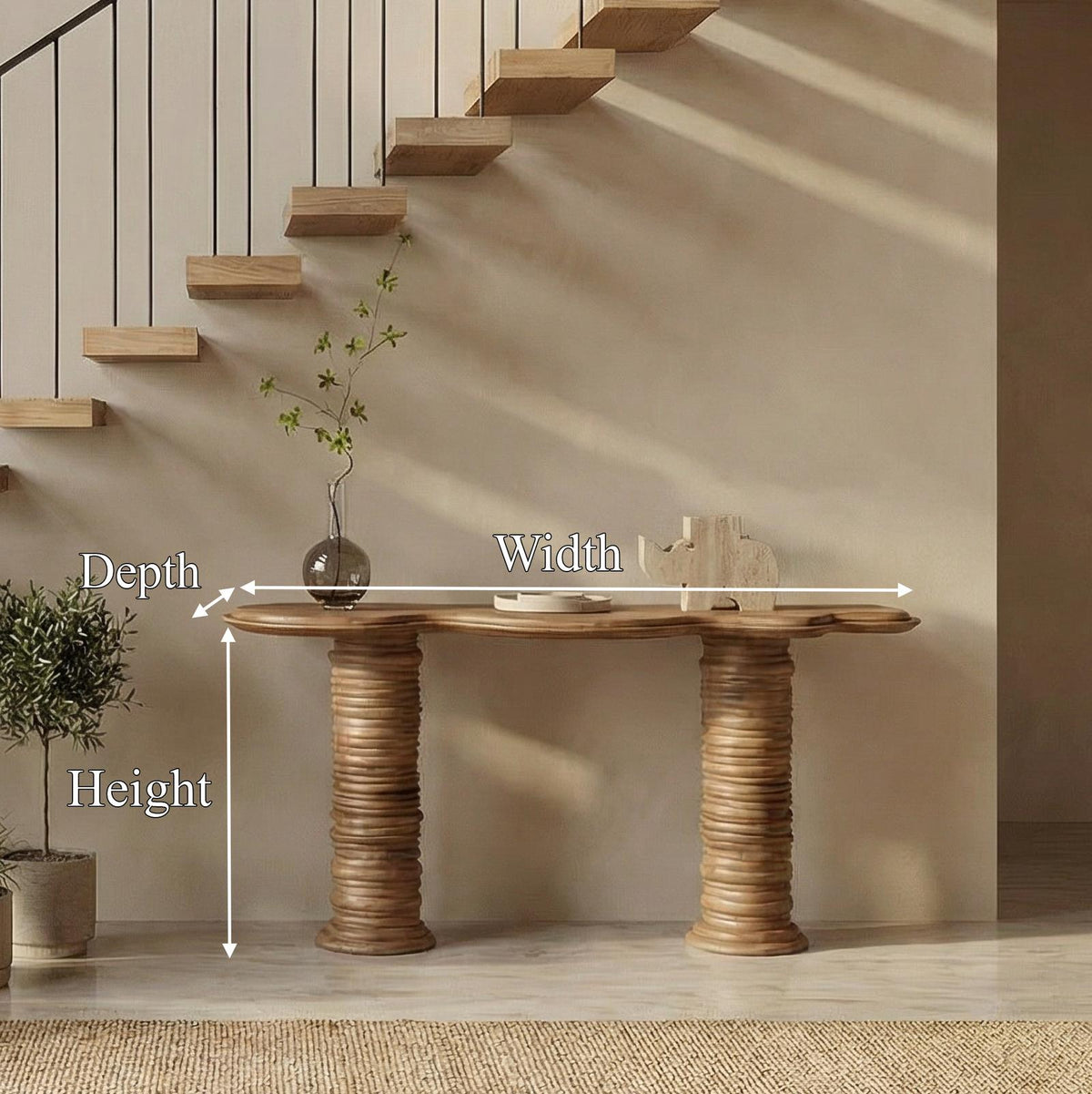 Rustic Console Table, Solid Wood Narrow Sofa Table for Entryway, Living Room & Hallway