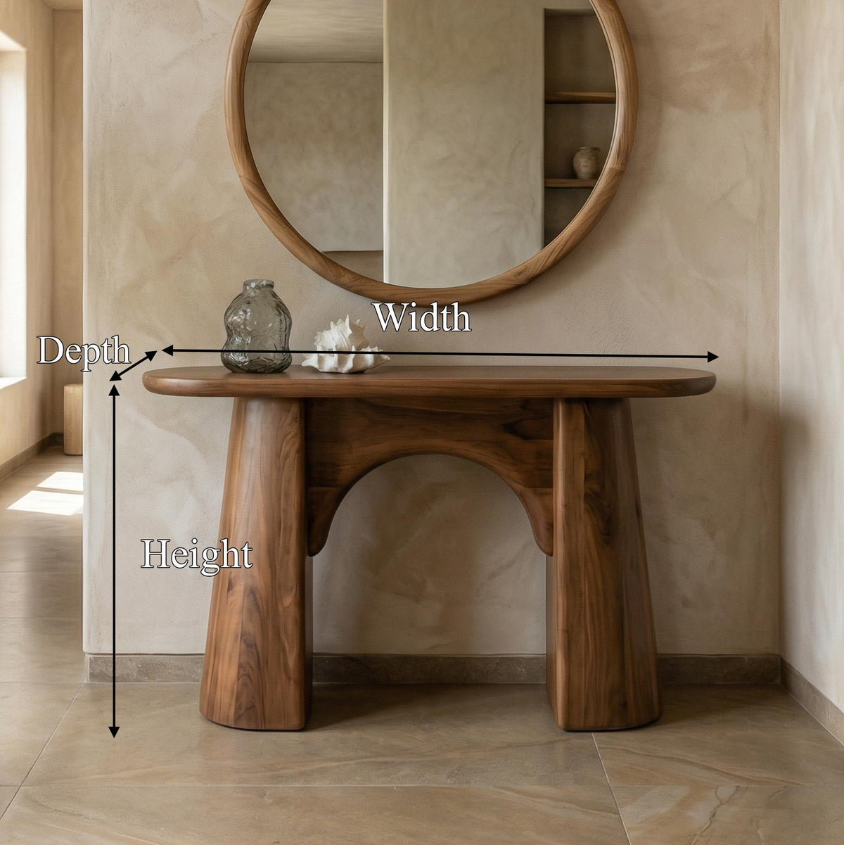 Organic Minimalist Solid Wood Console Table, Slim Entryway Table for Modern Living Room, Natural Wood Hallway Accent