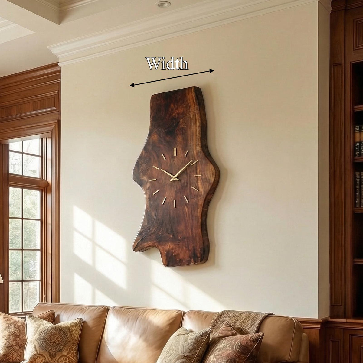 Rustic Live Edge Wood Wall Clock Solid Wood Living Room