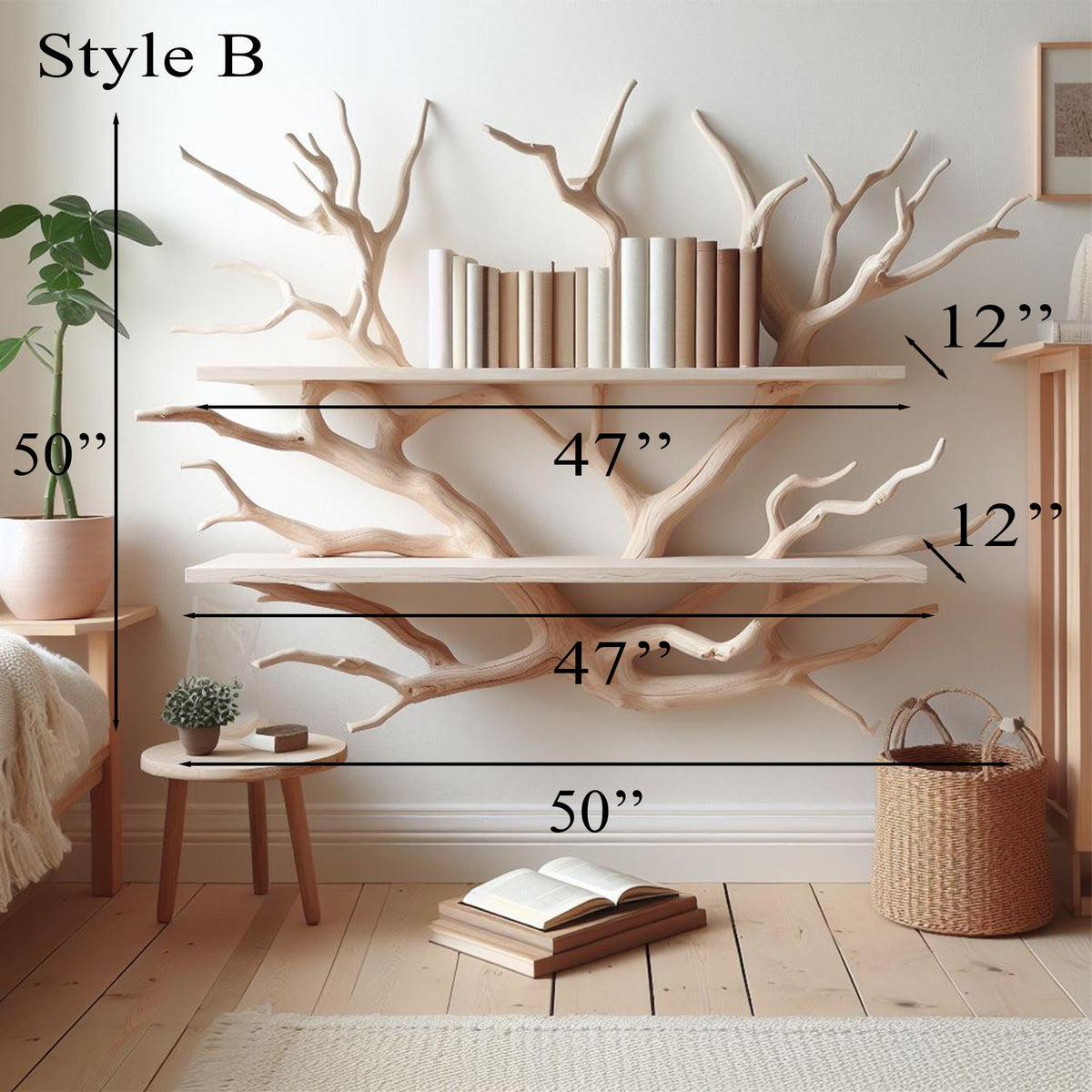 Rustic Tree Branch Wall Mounted Crafted From Wild Mulberry Wood