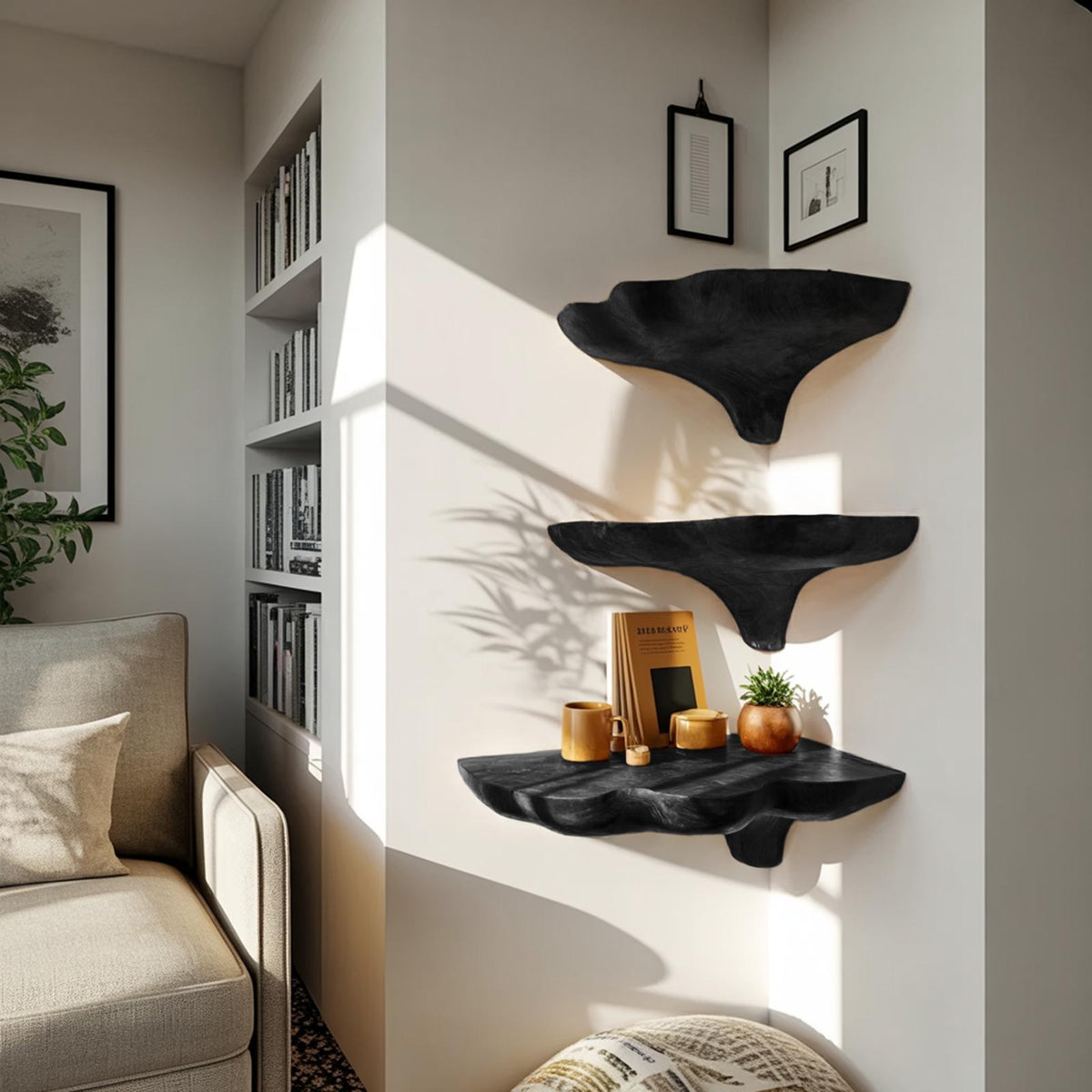 Handcrafted Wooden Mushroom Shelf For Entryway And Furniture Decor