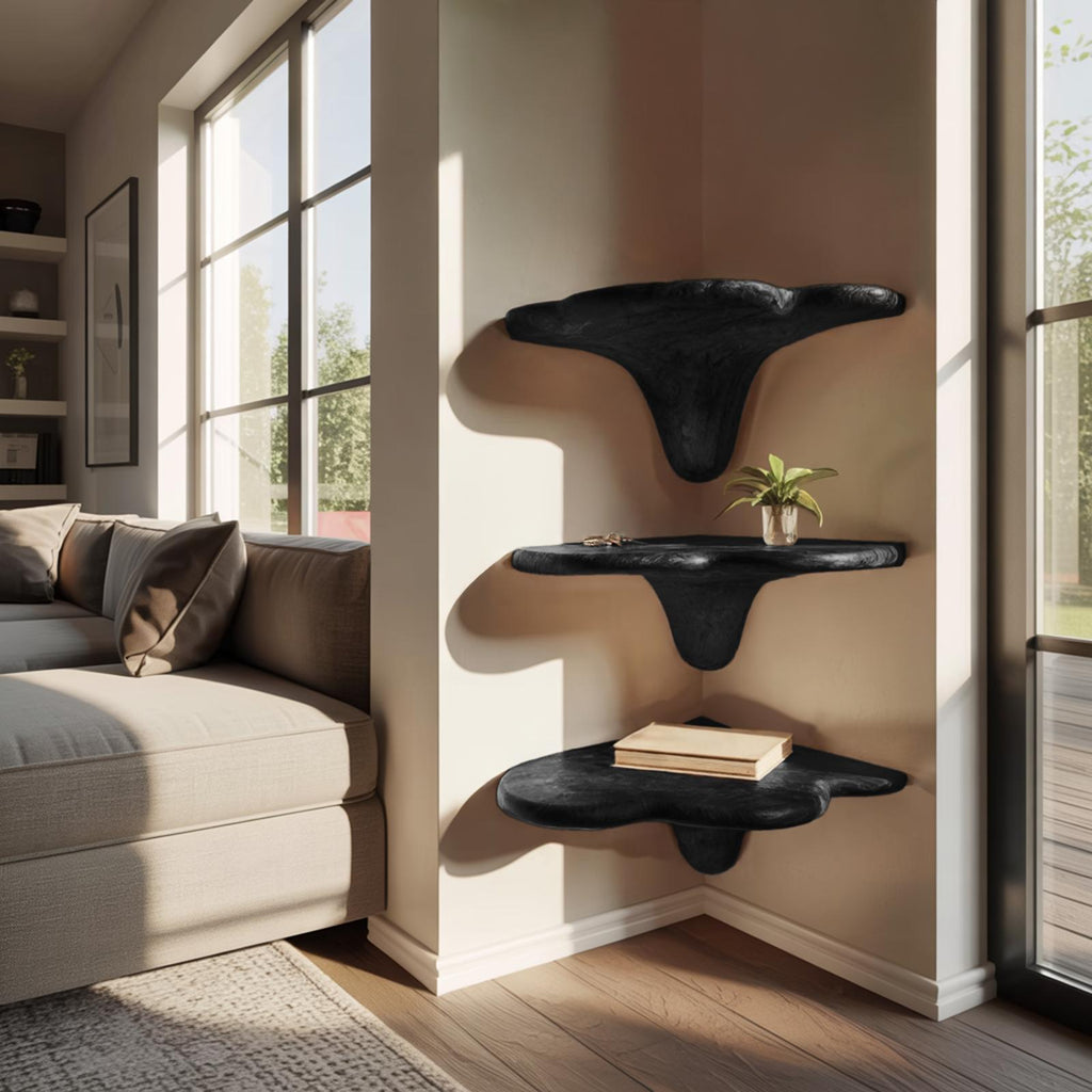 Farmhouse Solid Wood Mushroom Shelf For Living Room Furniture Design