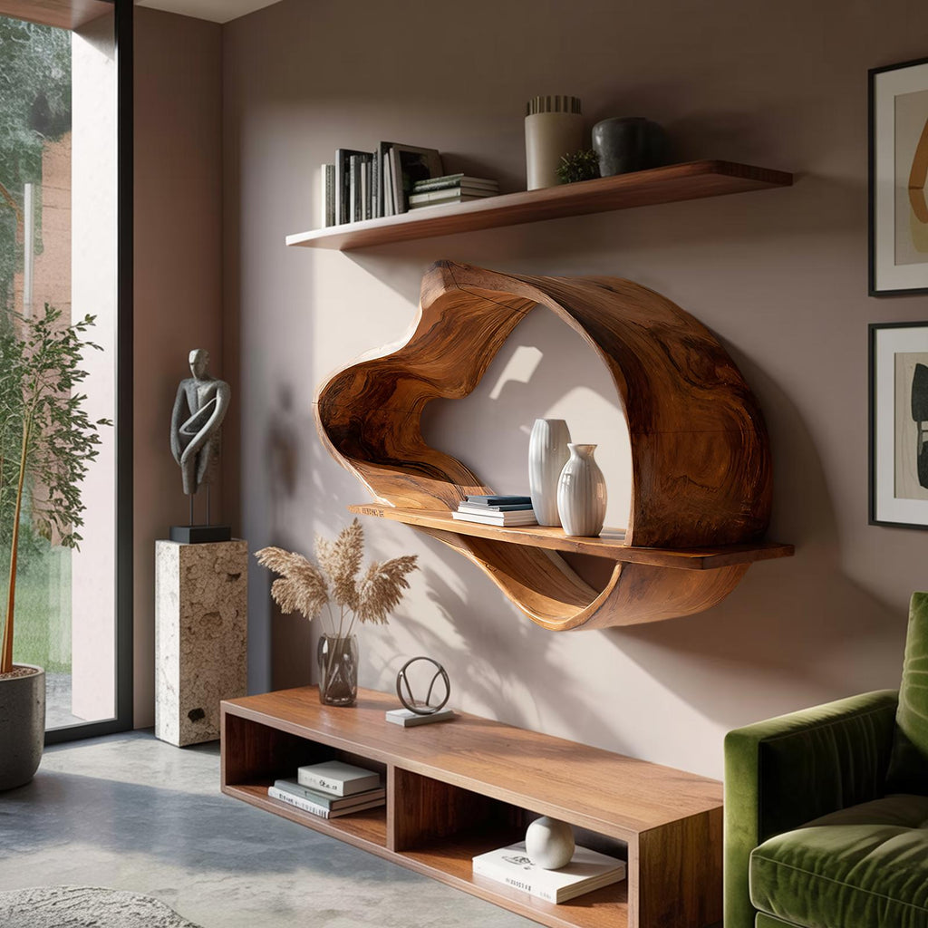Farmhouse Rustic Wooden Floating Shelf, Wall Mounted Entryway Display Organizer for Home Decor
