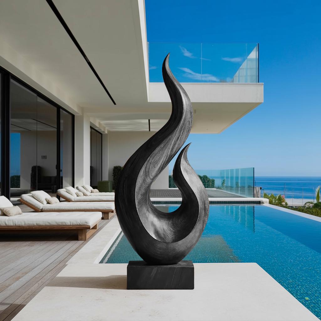 Spry Interior Handcrafted Abstract Wood Statue, Modern Minimalist Solid Wooden Sculpture Figurine for Living Room Shelf Decor, SILDTTNAS014