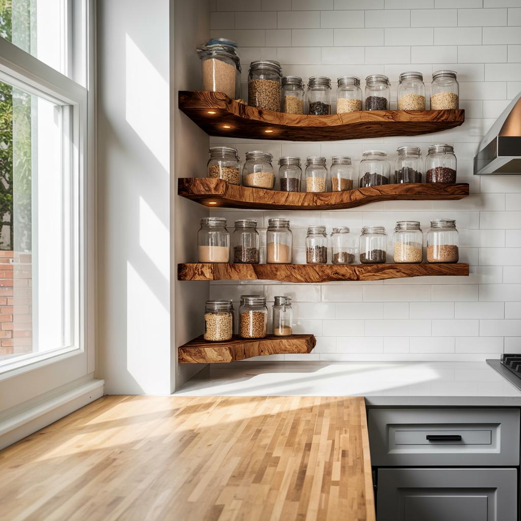 Rustic Handmade Wooden Spice Rack, Wall Mounted Kitchen Storage Cabinet & Organizer Shelf for Pantries & Jars