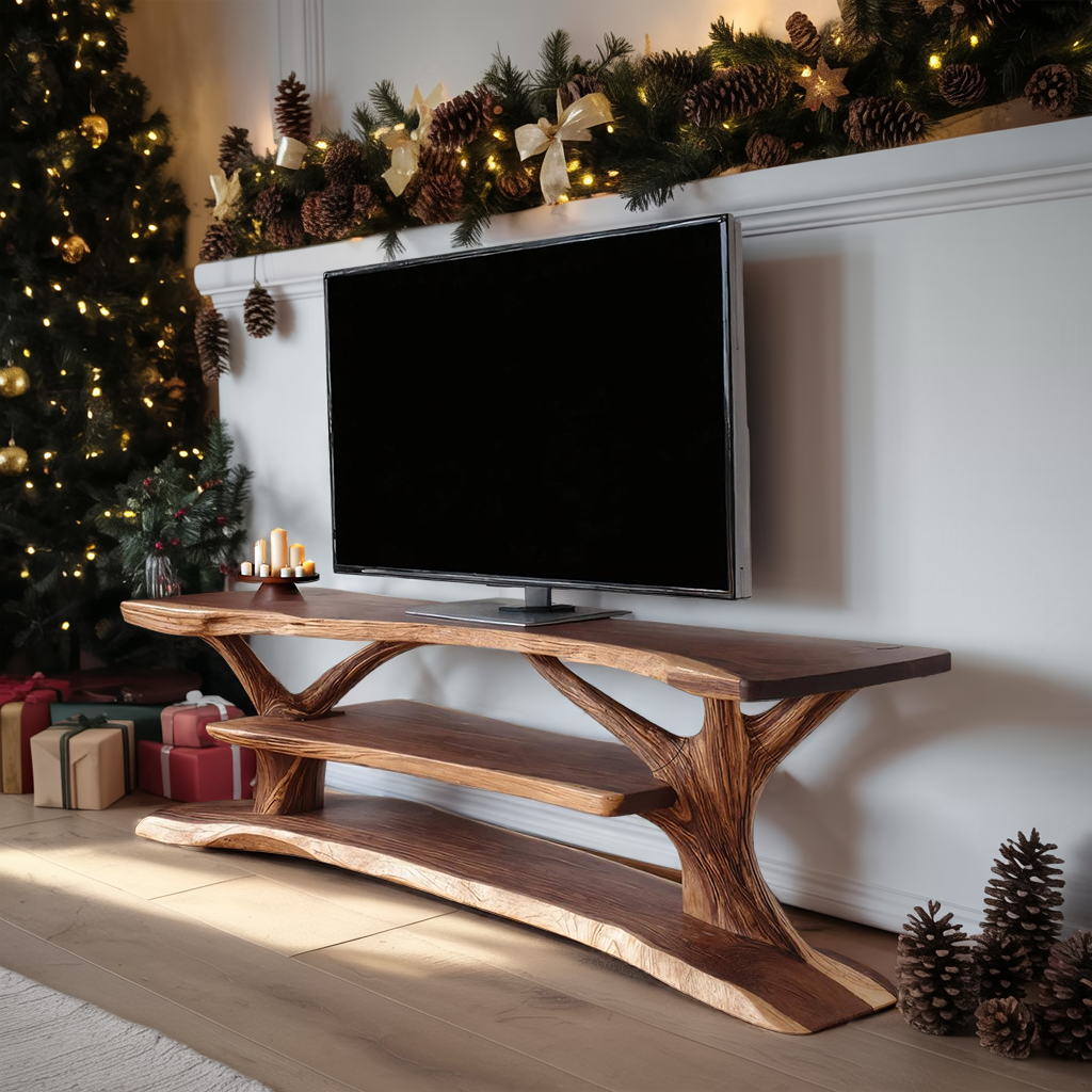 Modern Solid Wood TV Console, Contemporary Media Center & Entertainment Stand for Living Room Furniture
