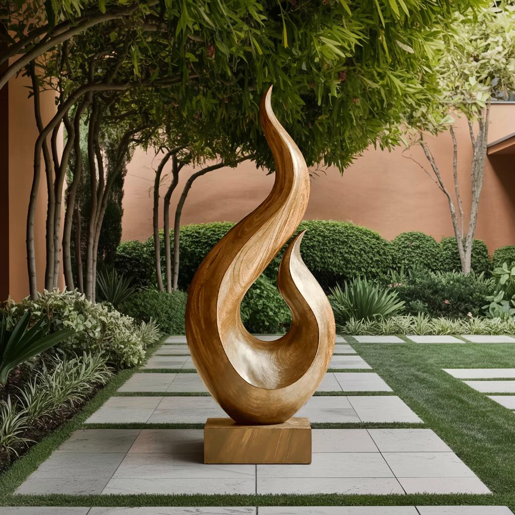 Spry Interior Handcrafted Abstract Wood Statue, Modern Minimalist Solid Wooden Sculpture Figurine for Living Room Shelf Decor, SILDTTNAS014