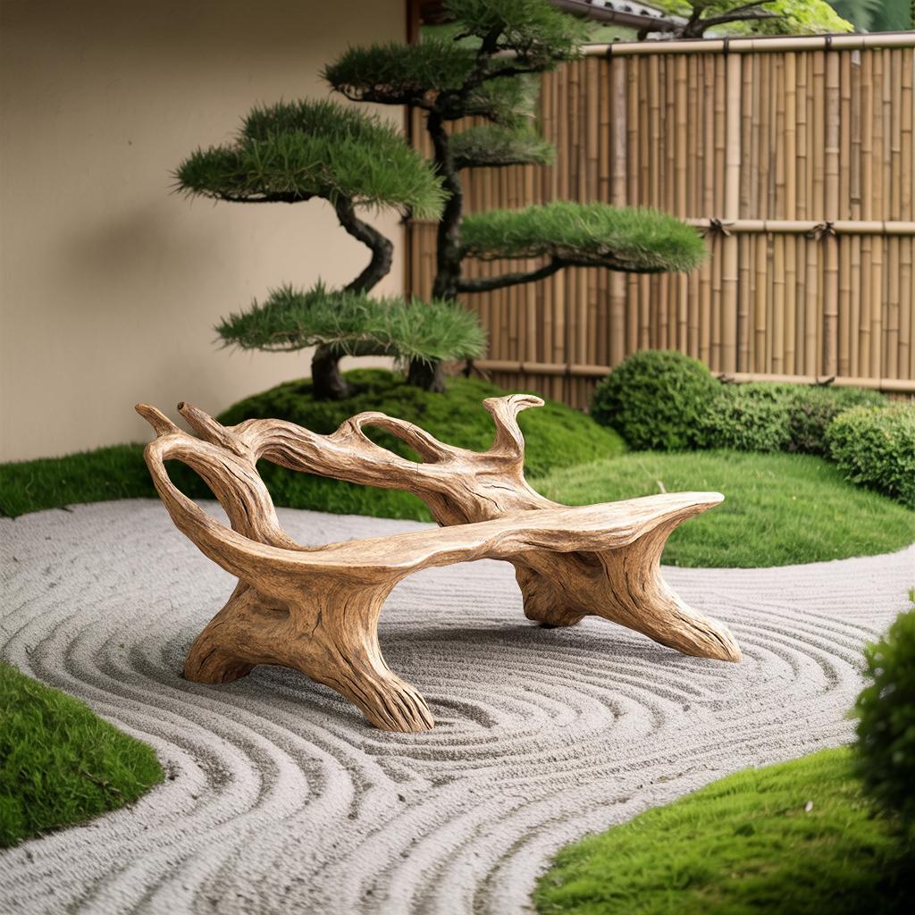 Spry Interior Farmhouse Natural Tree Branch Bench, Handcrafted Organic Wood Bench Seat for Living Room Entryway Decor, SILDTTNBRB011