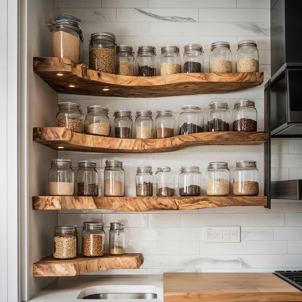 Rustic Handmade Wooden Spice Rack, Wall Mounted Kitchen Storage Cabinet & Organizer Shelf for Pantries & Jars