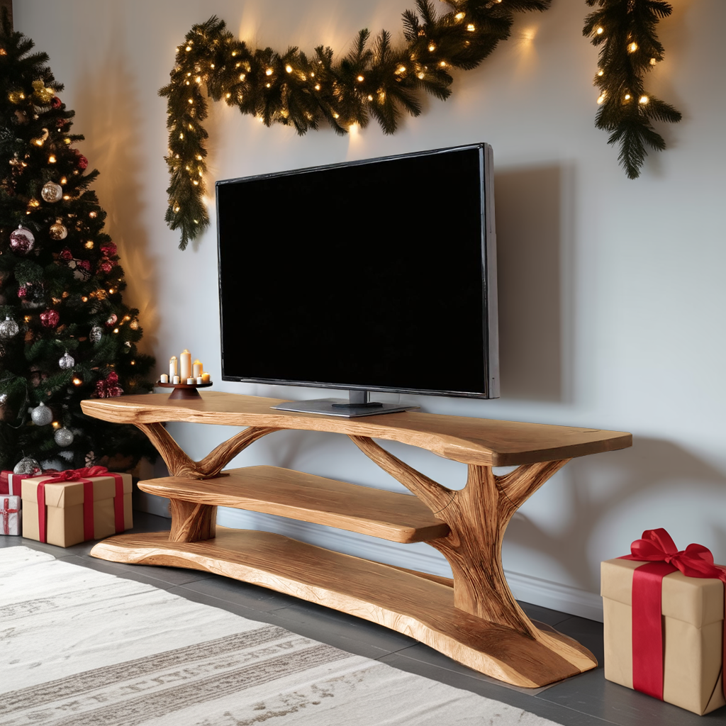 Modern Solid Wood TV Console, Contemporary Media Center & Entertainment Stand for Living Room Furniture
