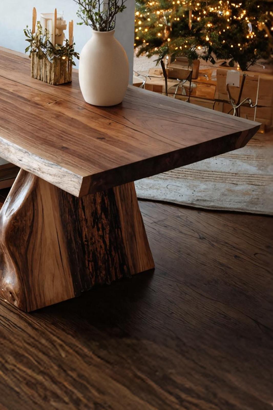 Mid Century Live Edge TV Console, Solid Wood Media Stand & Entertainment Center for Living Room