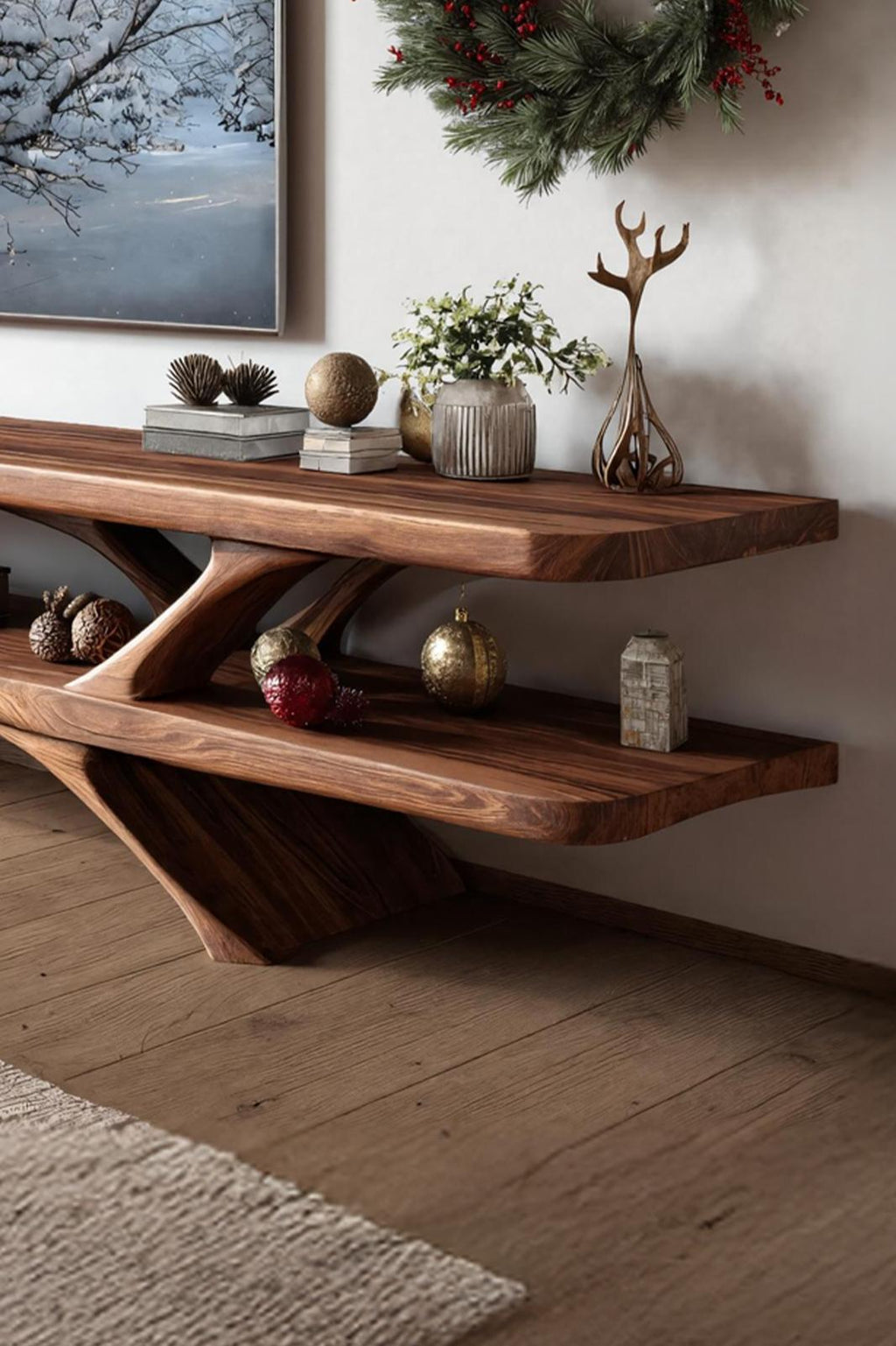 Handcrafted Live Edge TV Console, Solid Wood Media Stand & Entertainment Center for Living Room