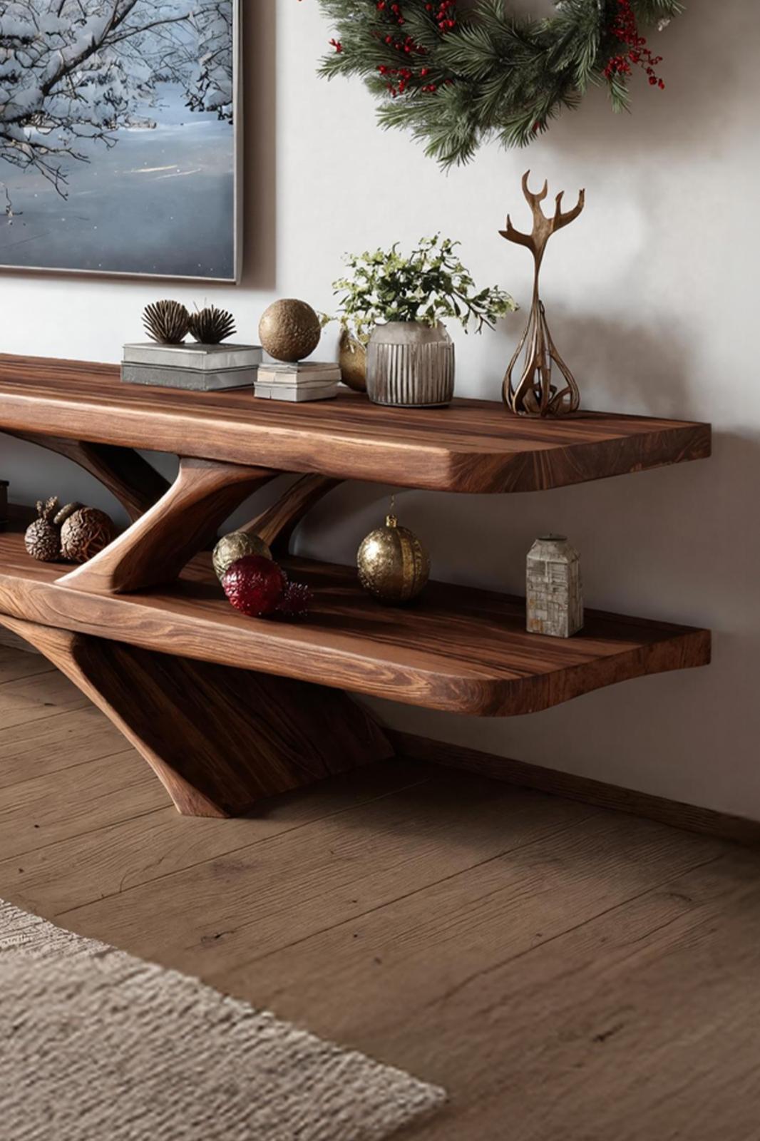 Handcrafted Live Edge TV Console, Solid Wood Media Stand & Entertainment Center for Living Room