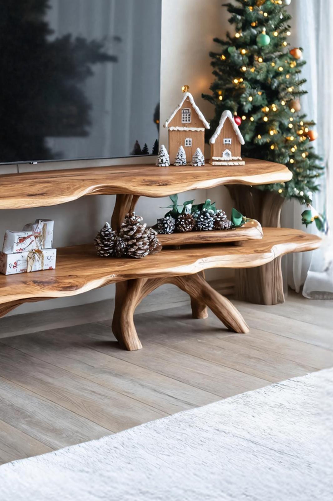 Modern Live Edge TV Console, Solid Wood Media Stand & Entertainment Center for Living Room