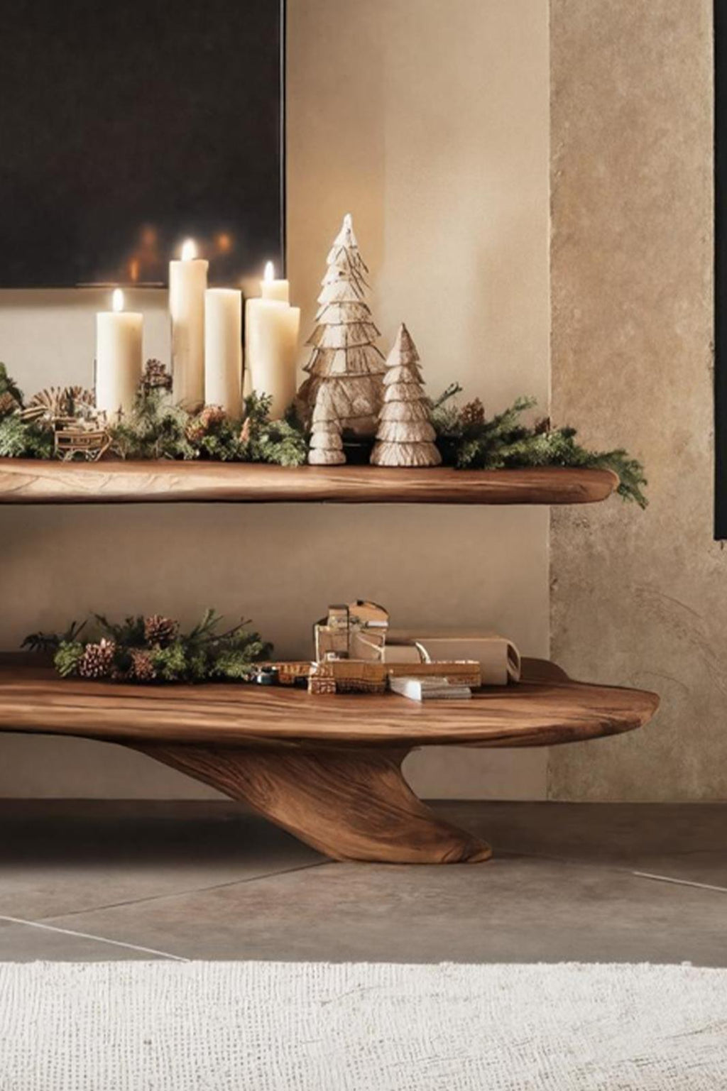Handcrafted Live Edge TV Console, Solid Wood Entryway Credenza & Media Stand for Living Room