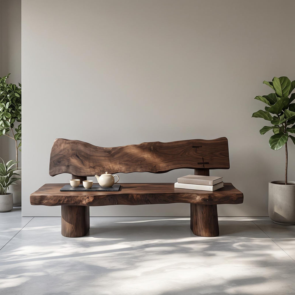 Rustic Solid Wood Sofa Outdoor Garden Natural Sculptural Seating