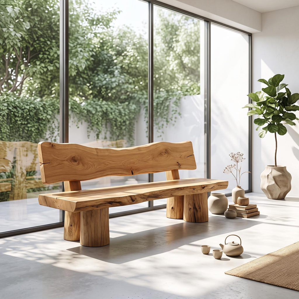 Rustic Solid Wood Sofa Outdoor Garden Natural Sculptural Seating