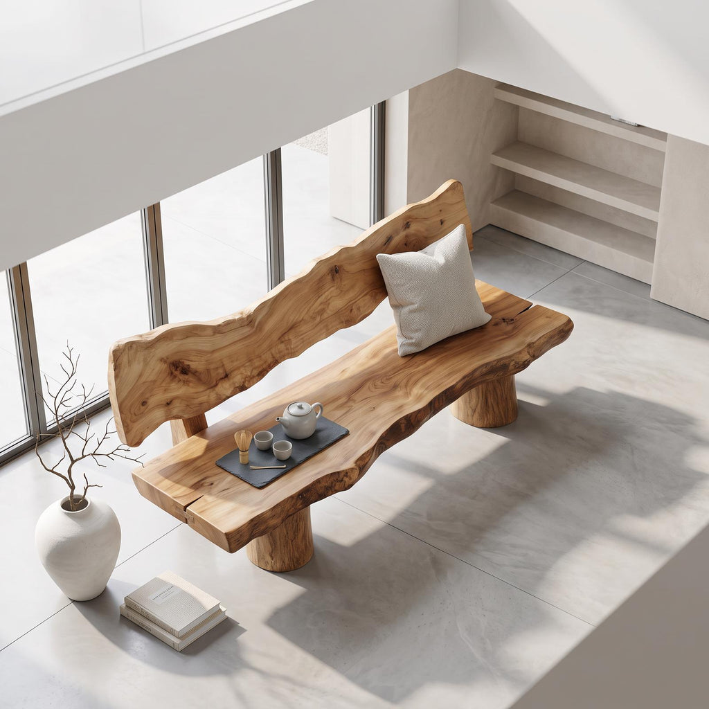Rustic Solid Wood Sofa Outdoor Garden Natural Sculptural Seating