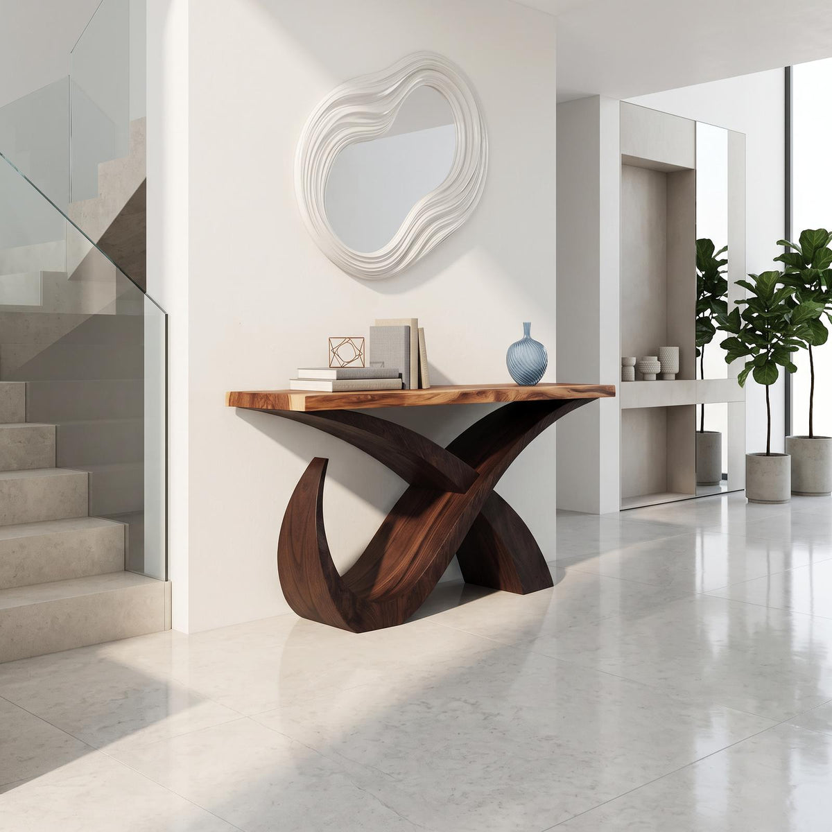 Mid Century Solid Wood Console Table, Living Room & Entryway Wooden Accent Sofa Table, Model