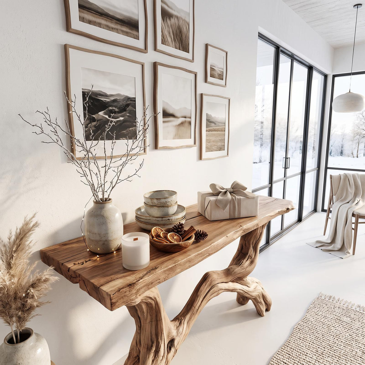 Live Edge Console Table Solid Wood Rustic Driftwood Gift