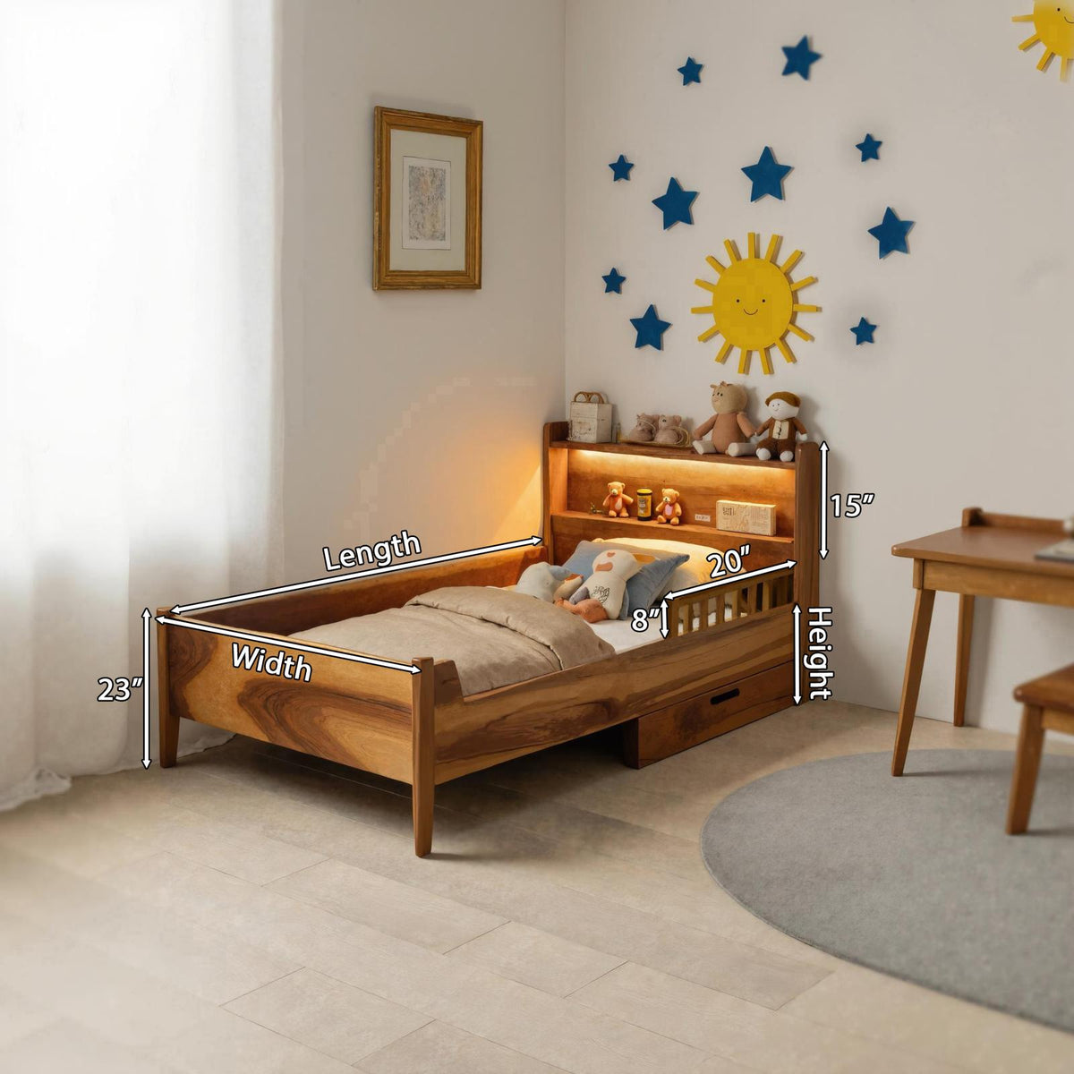 Modern Montessori Style Toddler Bed With Bookshelf Storage SITHWO011