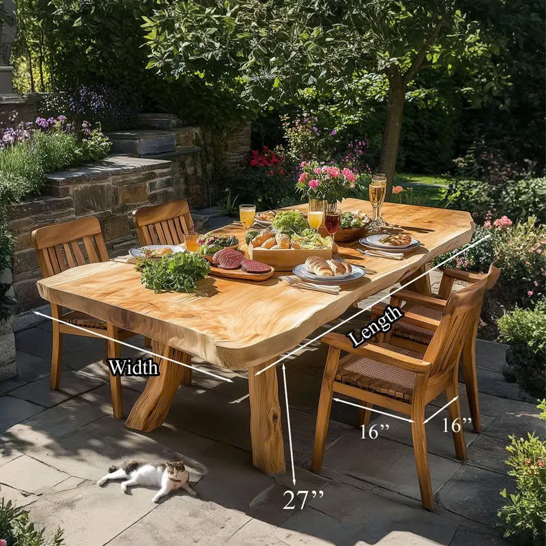 Solid Wood Large Dining Table Set Custom Decor Garden Gift