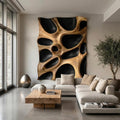Organic Hollow Wood Wall Decor Panel, Handcrafted 3D Wooden Wall Art Sculpture for Bedroom and Living Room