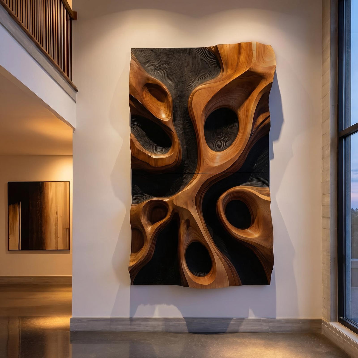 Spry Interior Abstract Organic Hollow Wood Wall Decor Panel, Handcrafted 3D Wooden Wall Art Sculpture for Contemporary Home, SINLHAWD067