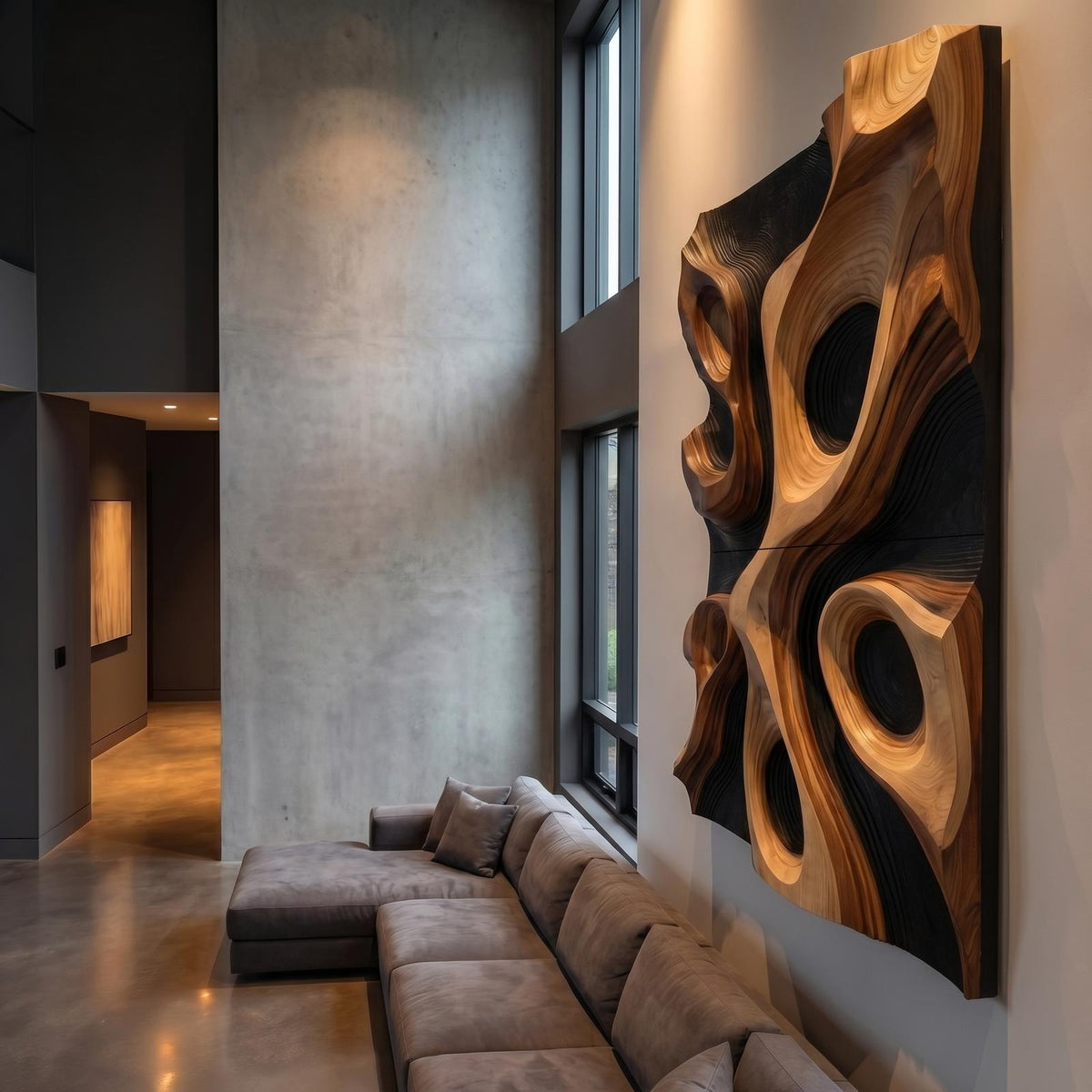 Spry Interior Abstract Organic Hollow Wood Wall Decor Panel, Handcrafted 3D Wooden Wall Art Sculpture for Contemporary Home, SINLHAWD067