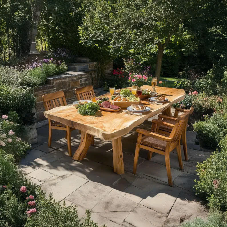 Solid Wood Large Dining Table Set Custom Decor Garden Gift