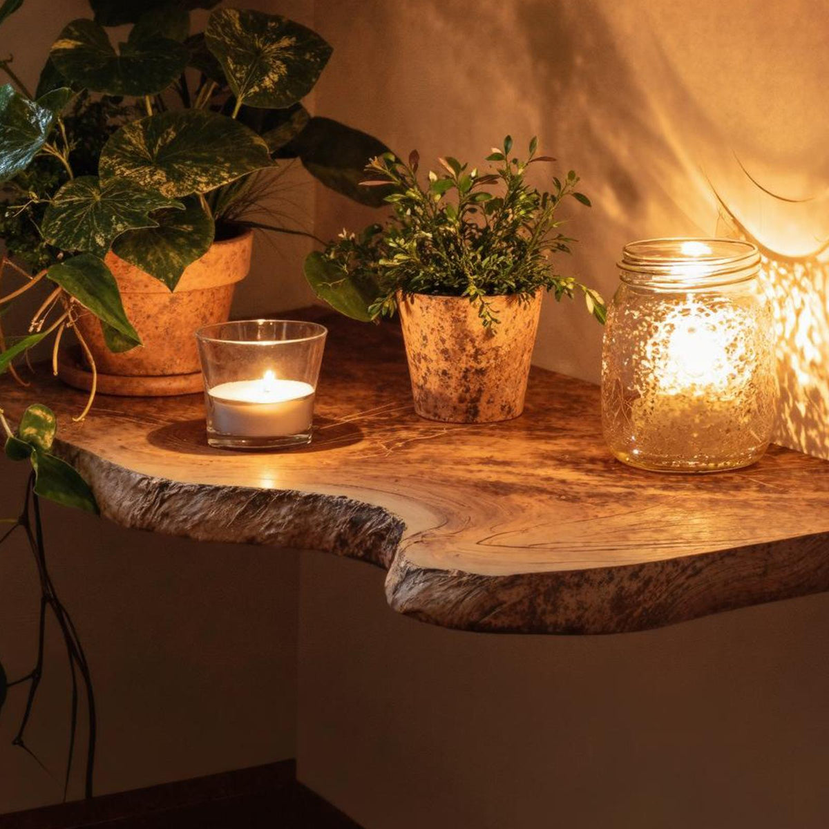 Handmade Rustic Wooden Floating Shelf