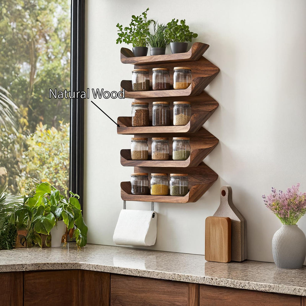 Wooden Spice Rack Mid Century Style For Entryway Design