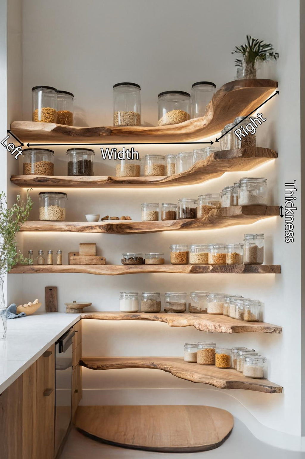 Rustic Handmade Wooden Spice Rack For Kitchen Wall