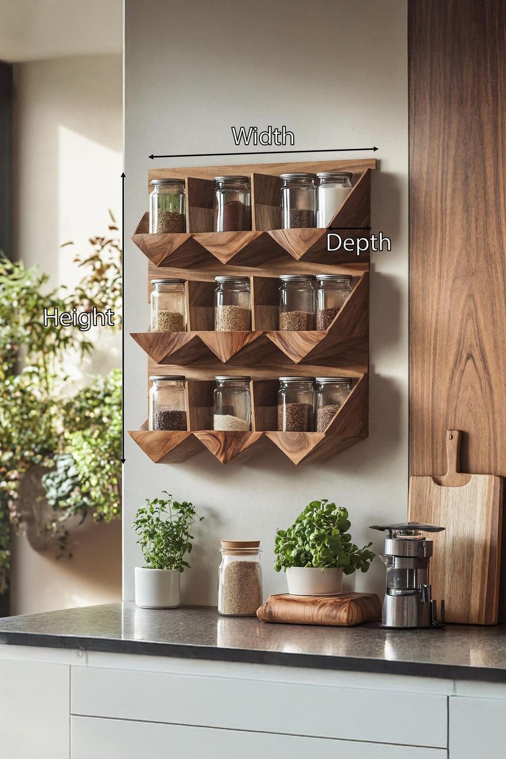 Handmade Spice Storage Rack For Mid Century Kitchen