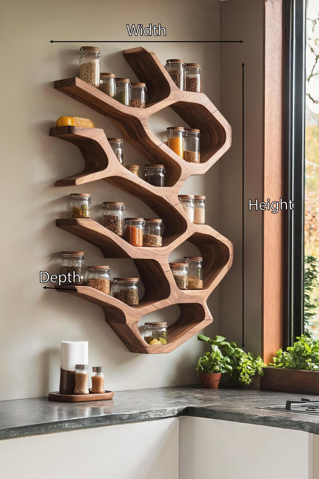 Farmhouse Kitchen Furniture With Wooden Spice Organizer