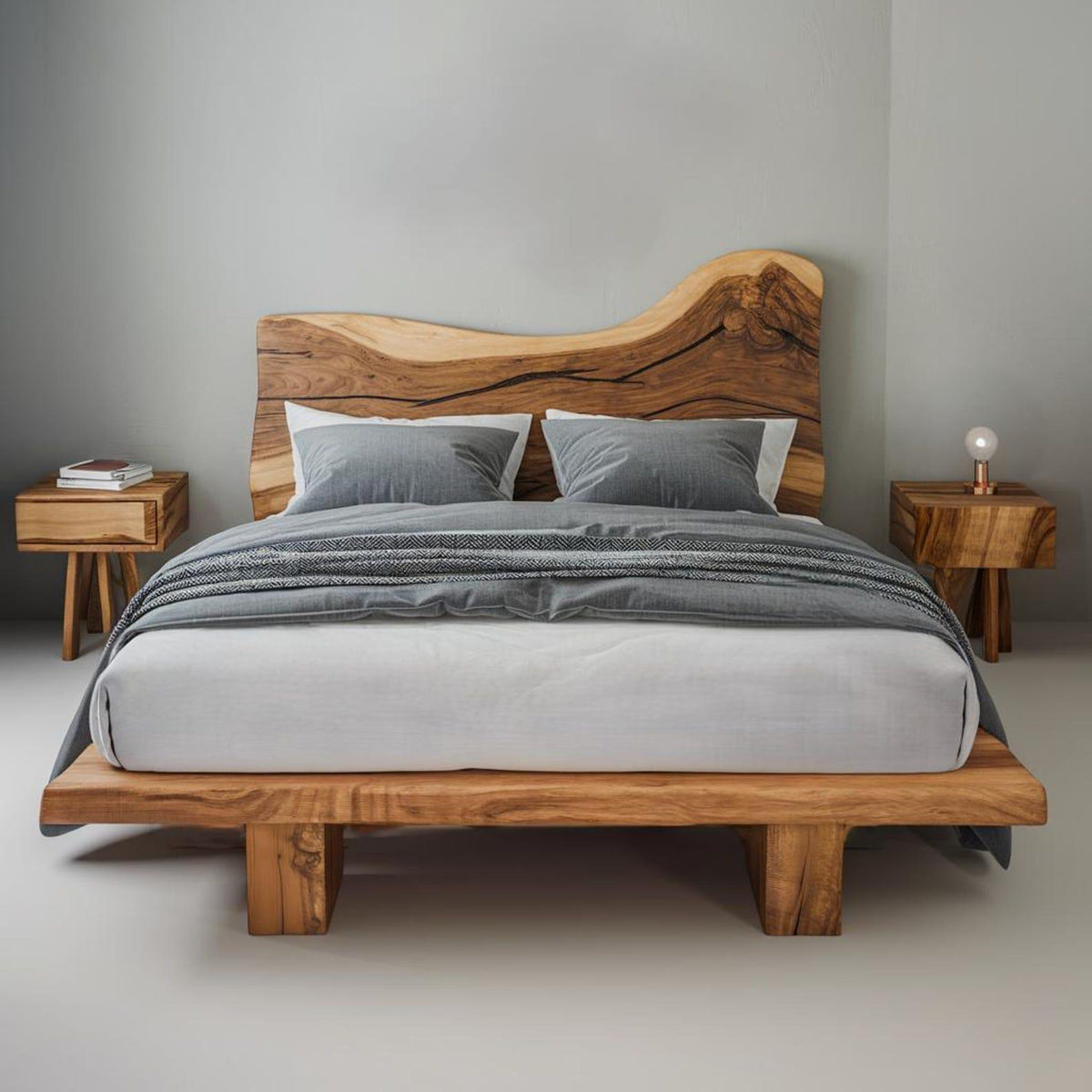 Organic Live Edge Bed Frame And Headboard For Bedroom
