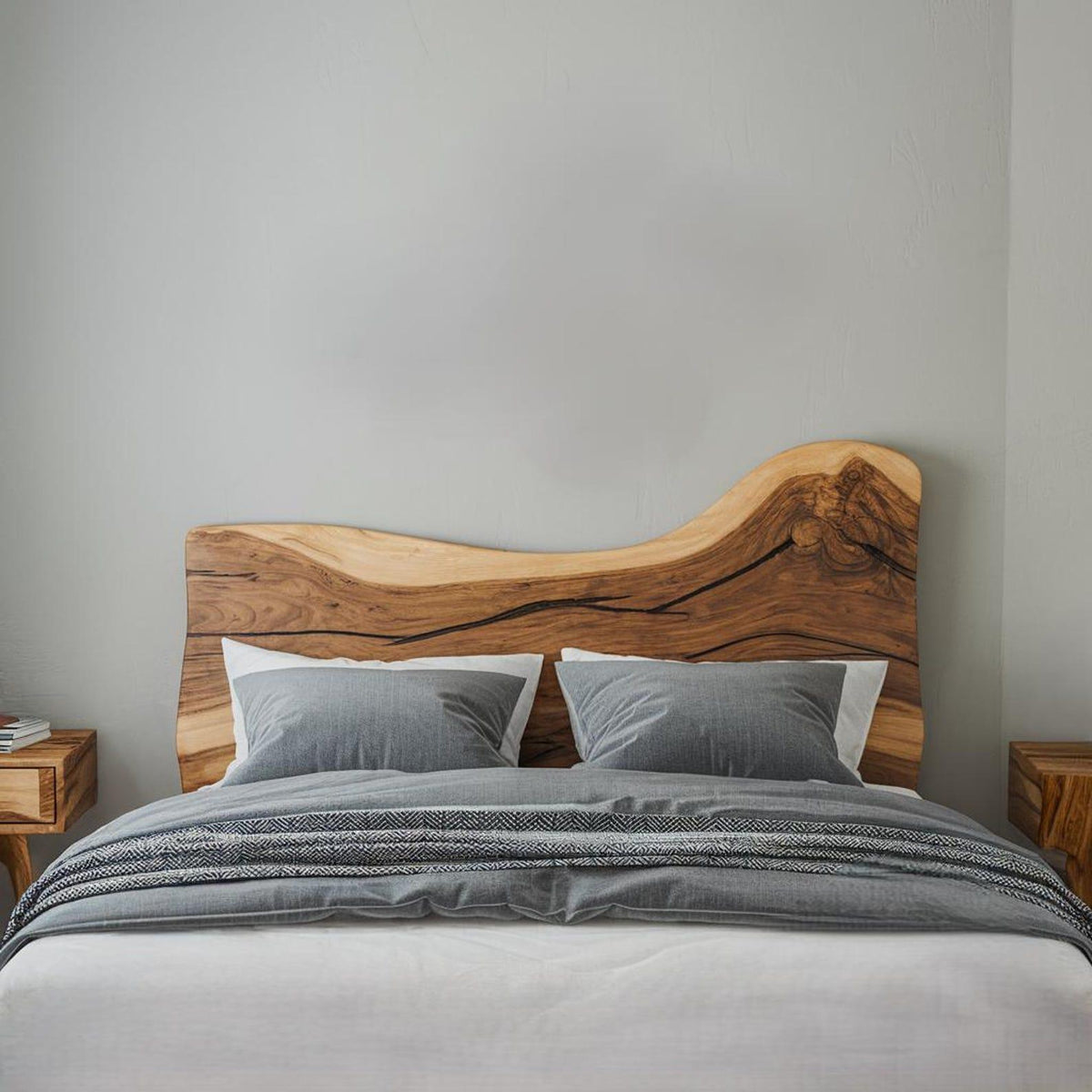 Organic Live Edge Bed Frame And Headboard For Bedroom