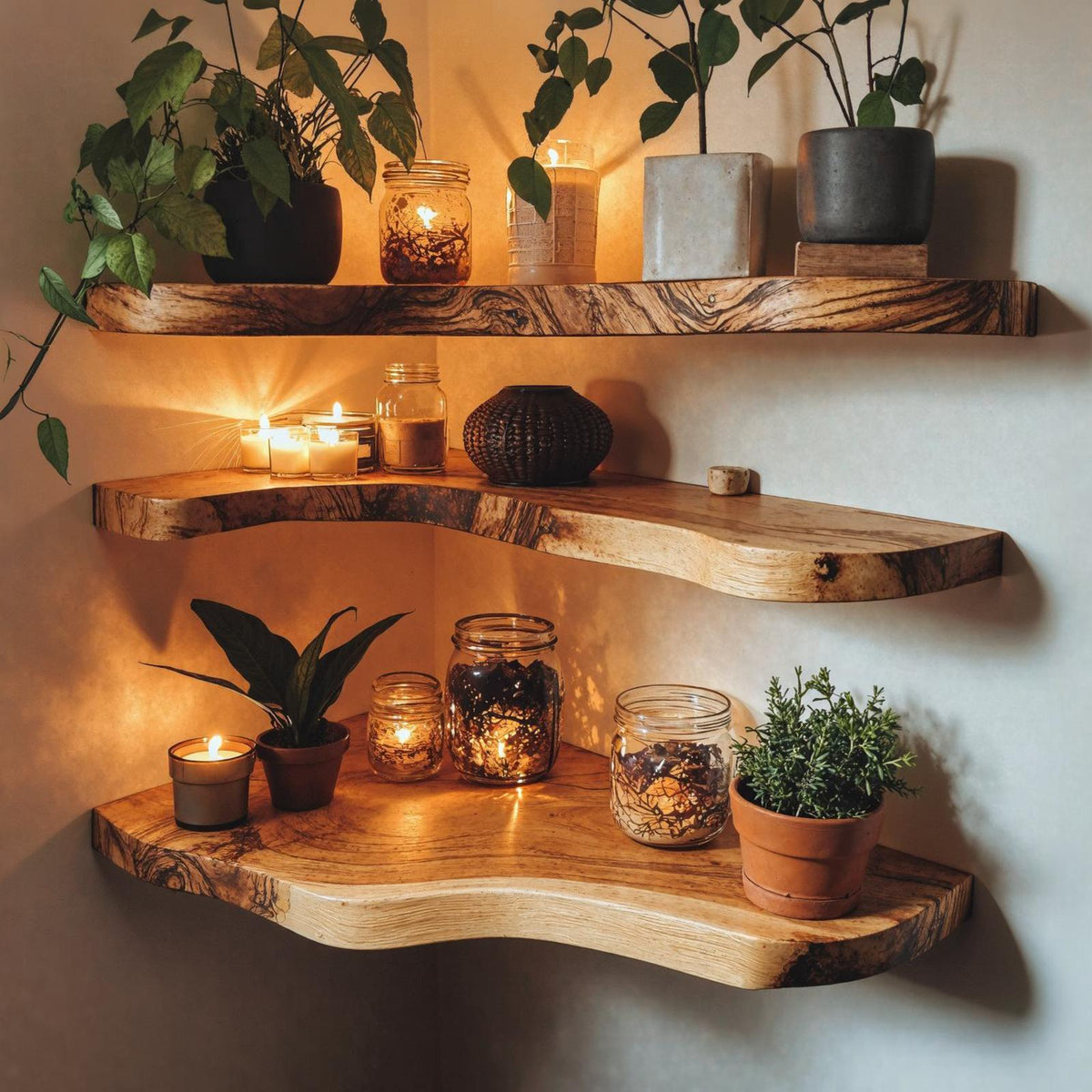 Live Edge Walnut Floating Shelves