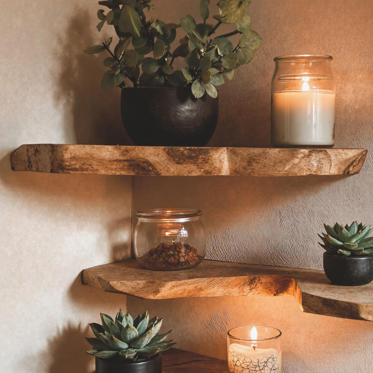 Live Edge Corner Bookshelf Decorations Wall