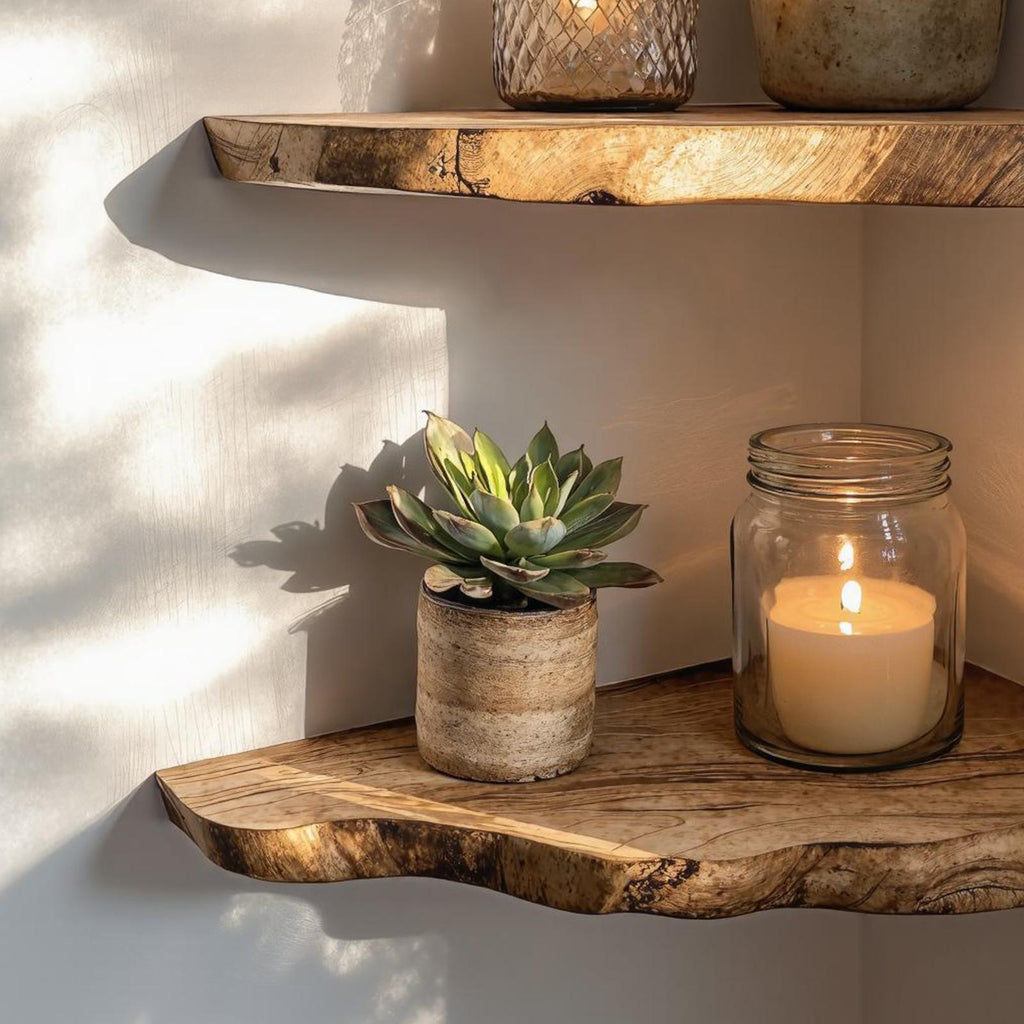 Wood Corner Floating Shelf Home Decor