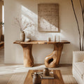 Spry Interior Rustic Nature Inspired Wood Sculptural Console, Handcrafted Entryway Table Statement Piece for Living Room, SINLSACS445
