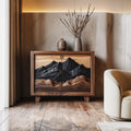 Rustic Solid Wood Cabinet with Artistic Curved Drawers, Handcrafted Living Room Sideboard Credenza Signature Piece