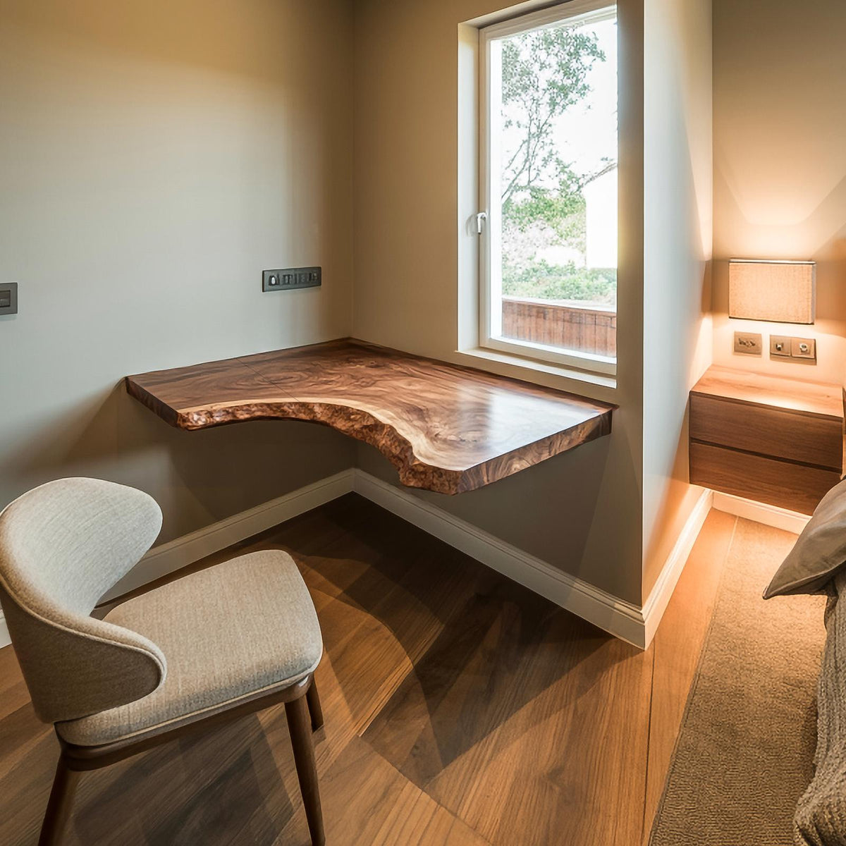 Rustic Live Edge Floating Desk Home Office Or Bedroom