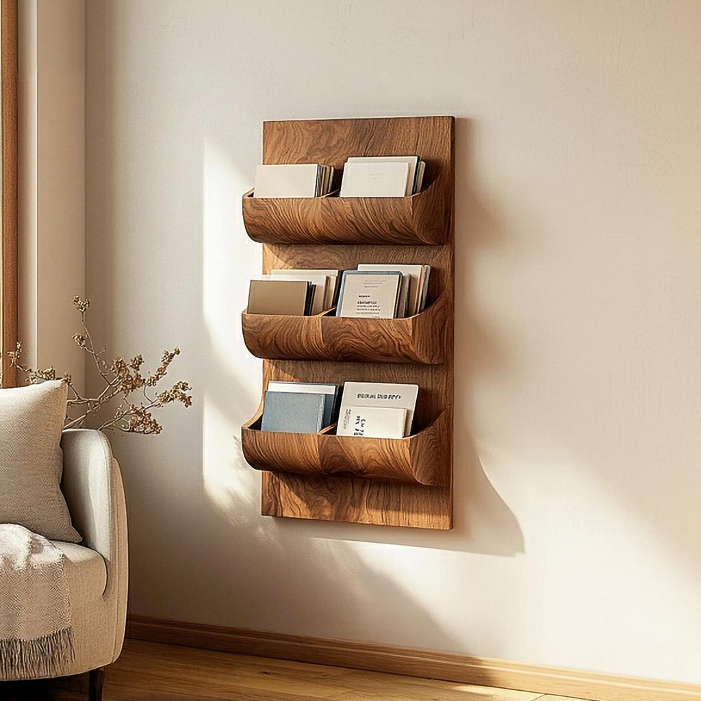 Sculptural Wall Mounted Mail Organizer Entryway Interior Vertical Storage