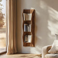 Organic Sculptural Wall Bookshelf, Handcrafted Floating Wood Storage Shelving for Living Space