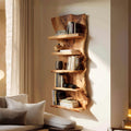 Organic Sculptural Wall Display Floating Shelf, Solid Wood Decorative Accent Ledge for Living Room