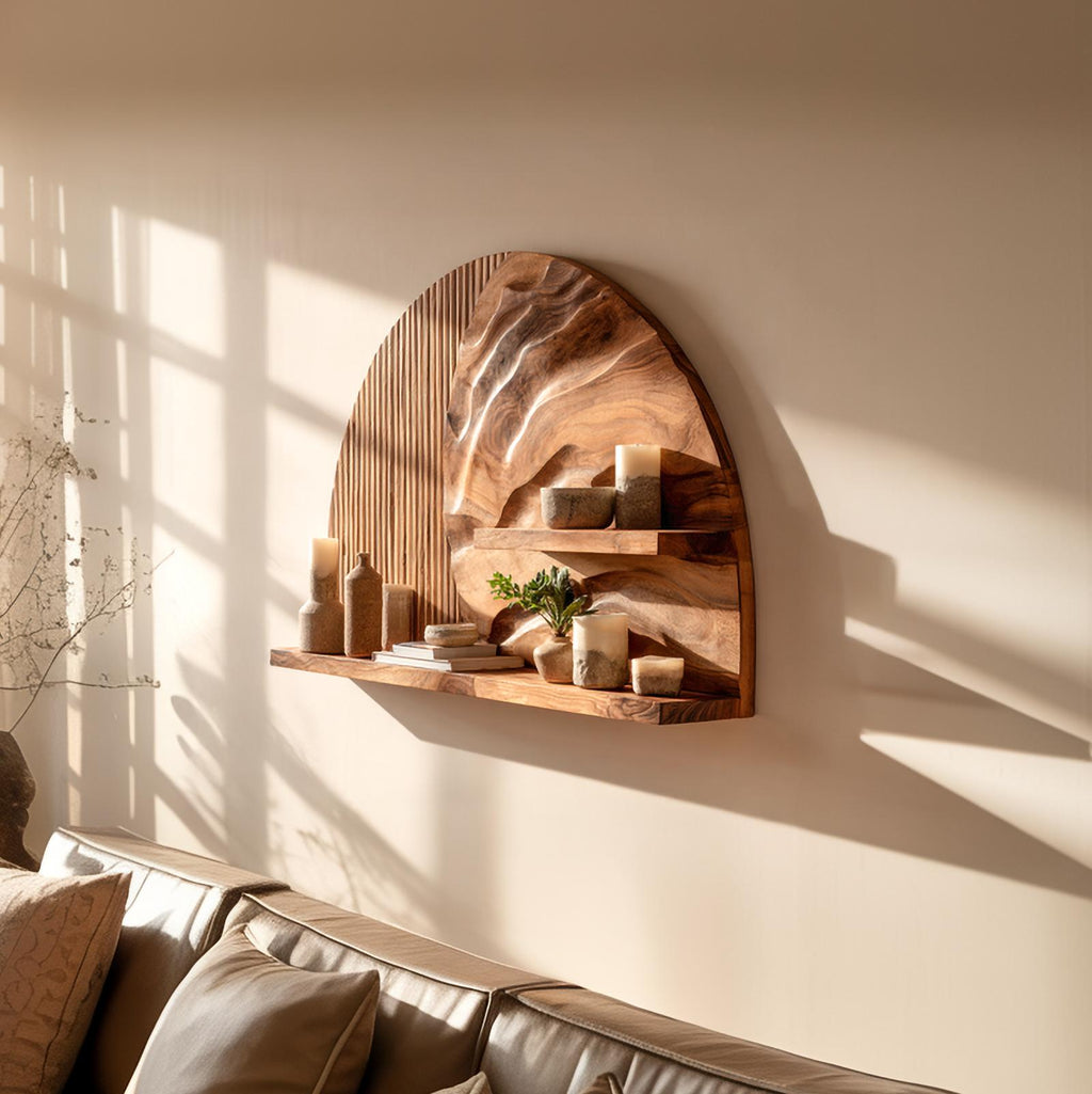 Rustic Decorative Wood Wall Shelf, Floating Floating Display Ledge for Living Room Interior