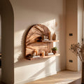 Rustic Wall-Mounted Floating Wood Shelf, Decorative Display Book Ledge for Living Room & Bedroom