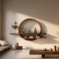 Rustic Round Wall Shelf For Living Room And Bedroom