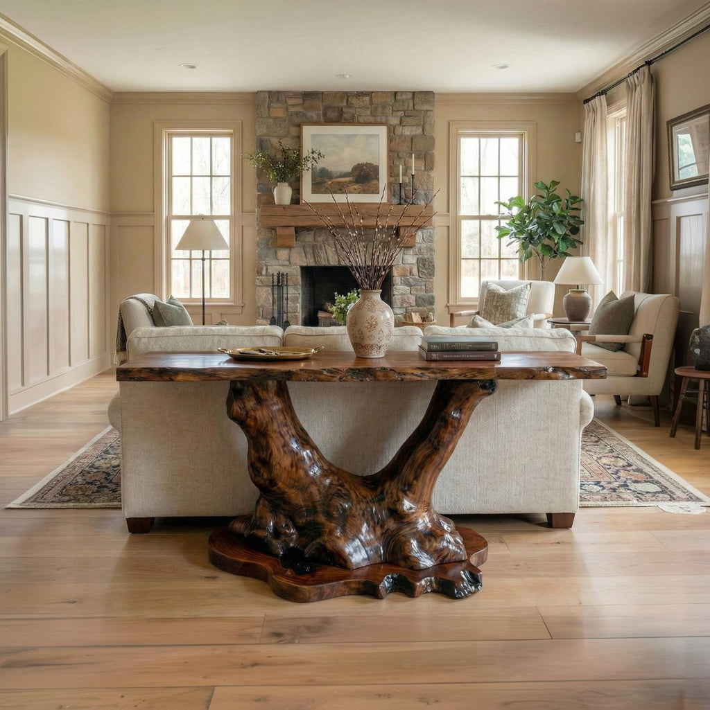 Organic Tree Root Style Console Table Solid Wood Living Room